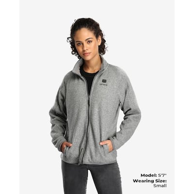 Women's Medium Gray 7.2-Volt Lithium-Ion Heated Fleece Jacket with (1) 5.2Ah Battery and Charger