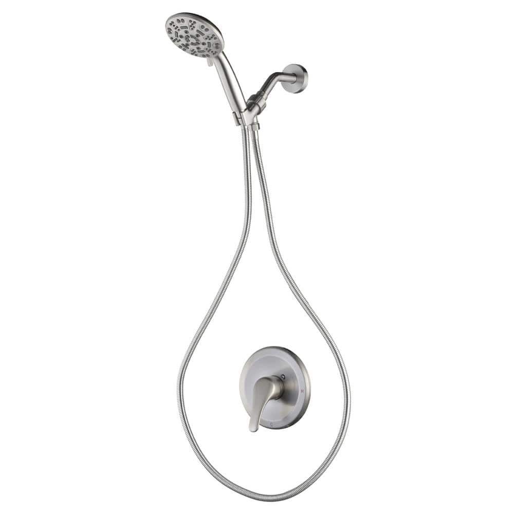 Brushed Nickel 7-Spray Wall Mounted Shower Faucet with Handheld