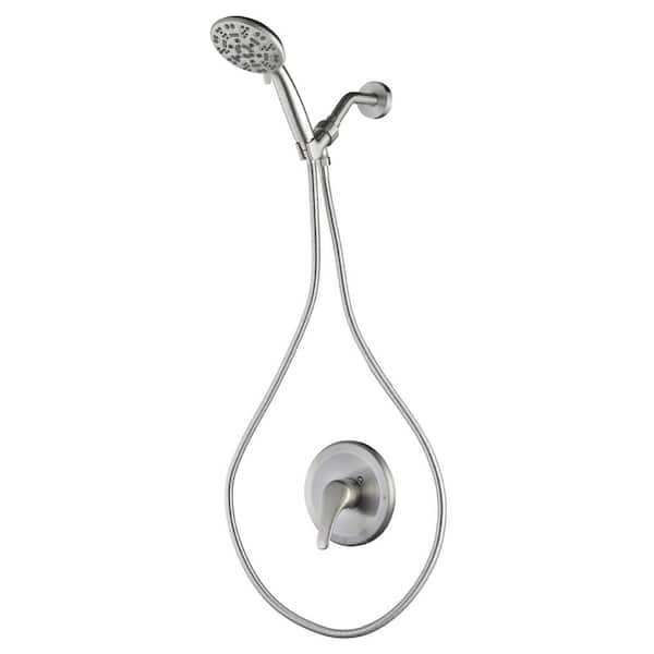 ALEASHA 7-Spray Single Handle Shower Faucet 1.8 GPM with Handheld in Brushed Nickel Valve Included