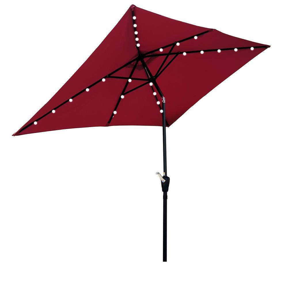 10 ft. x 6.5 ft. Metal Market Solar Tilt Patio Umbrella in Burgundy with Solar Led Lights and Crank price history on PriceWatchPro