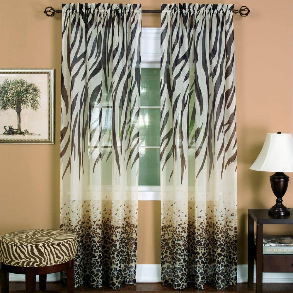 Kenya Black and White Animal Print Ground Length Drapes