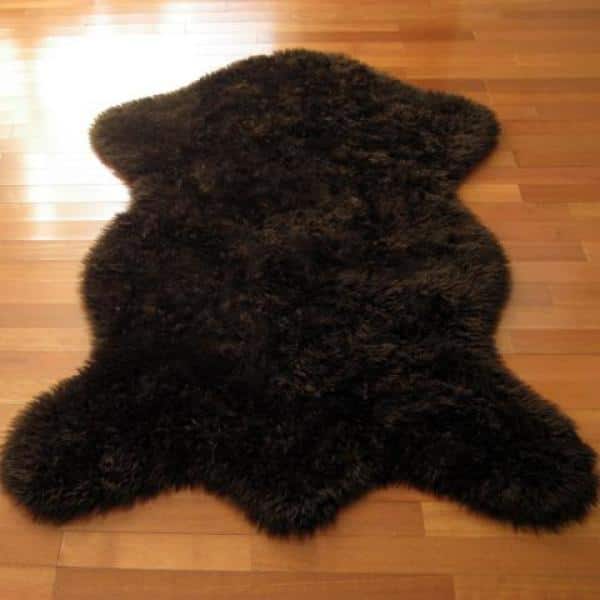 Walk on Me Faux Fur Area Rug Luxuriously Soft and Eco Friendly Bear Pelt 3' x 5' Brown Made in France