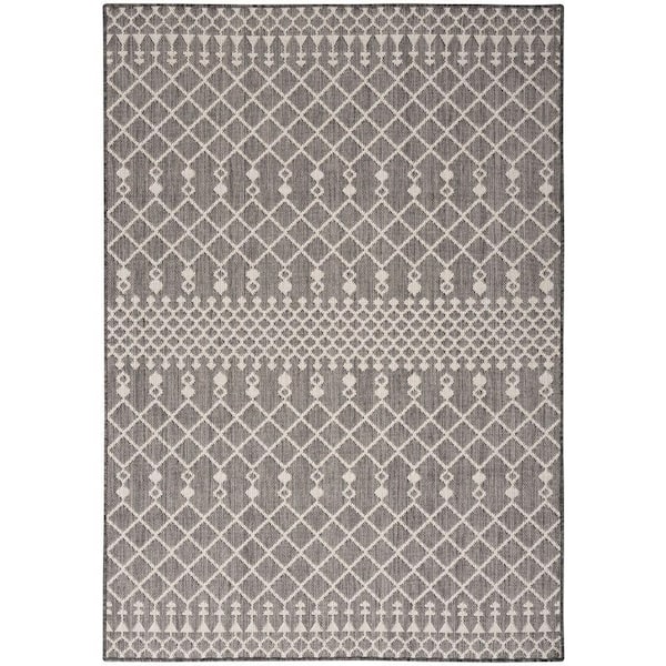 Nourison Positano Charcoal 4 ft. x 6 ft. Moroccan Contemporary Area Rug