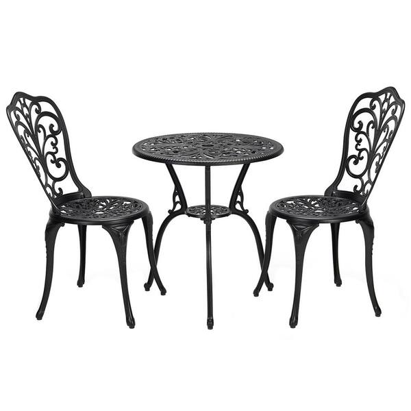 black cast aluminum bistro set