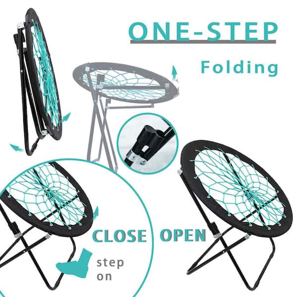 Camping Folding Chair with Fun Bouncy Design for Camp Field, Room, Christmas, Garden and Outdoor, Black (1-Pack)