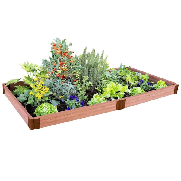Frame It All Two Inch Series 4 ft. x 8 ft. x 5.5 in. Classic Sienna Composite Raised Garden Bed Kit