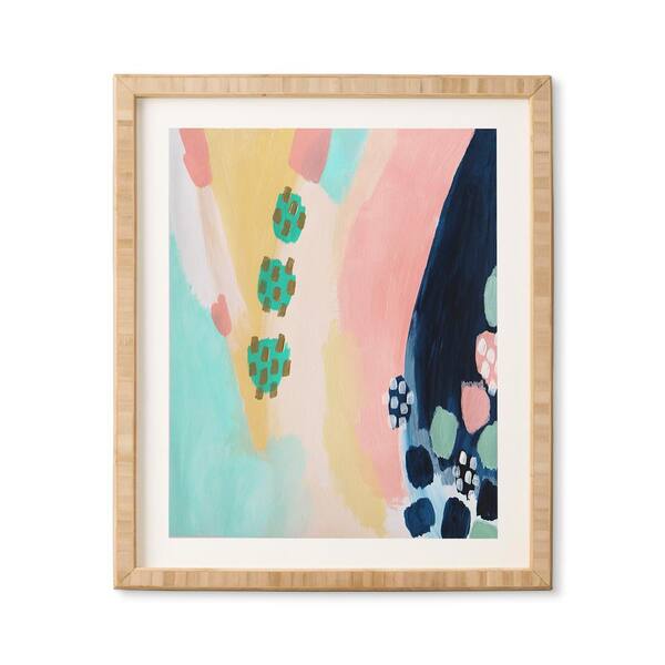 Denydesigns Happy Is Contagious By Laura Fedorowicz Bamboo Framed Abstract Art Print 14 In X 16 5 In 615 Frwa03
