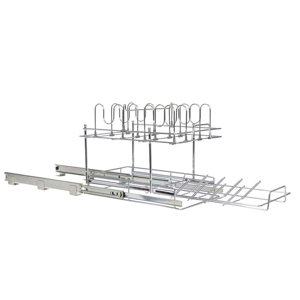 Chrome-Plated Steel 2-Tier Pull-Out Kitchen Organizer