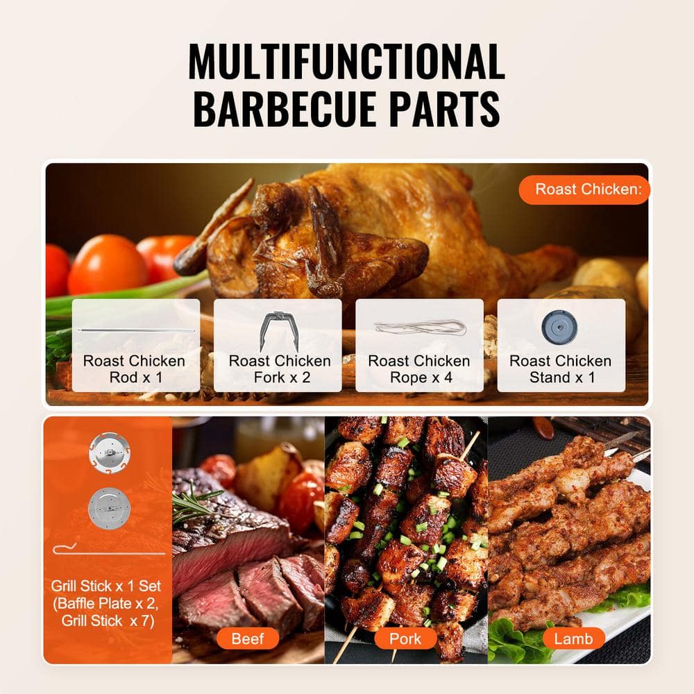 Red and Stainless Steel Electric Shawarma Grill Machine with Rotating Function