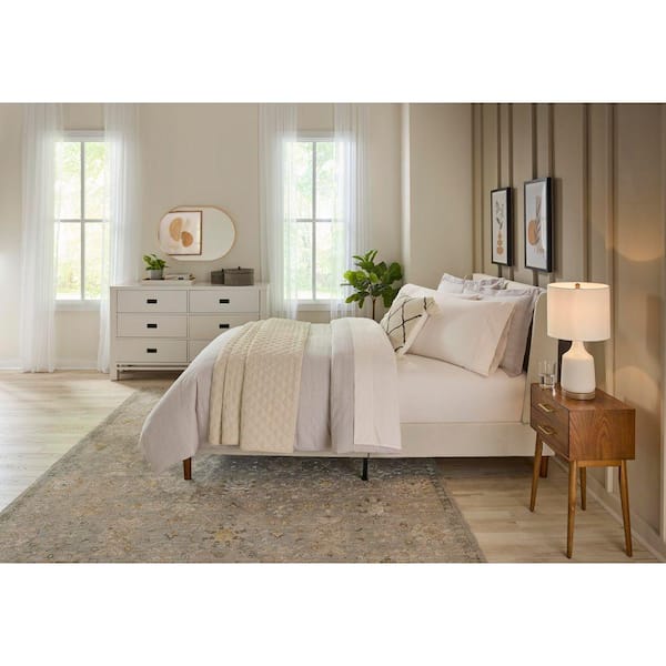 4-Piece 200 Thread Count Cotton Percale Sheet Set in Ivory for King Beds