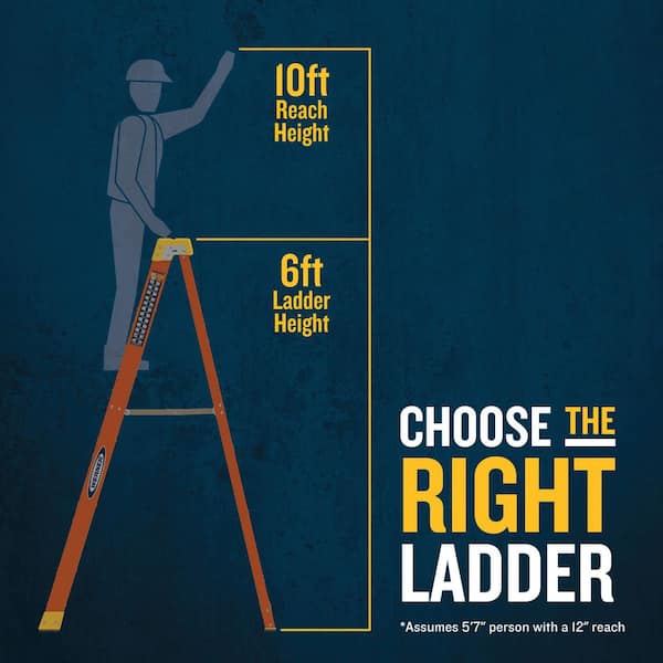 Werner - 6 ft. Fiberglass Step Ladder (10 ft. Reach Height) with 300 lb. Load Capacity Type IA Duty Rating