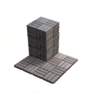 1 ft. x 1 ft. 12-Slats Acacia Wood Deck Tiles in Gray (30 Per Box)