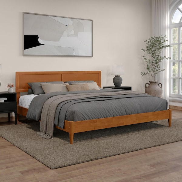 AFI Sophia Light Toffee Natural Bronze Solid Wood Frame King Low Profile Platform Bed