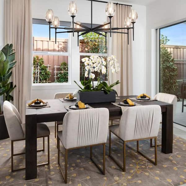 Modern Tulip Chandelier 54 in. 8-Light Black Tulip Round Chandelier for Dining Room, Living Room, Foyer, Hallway