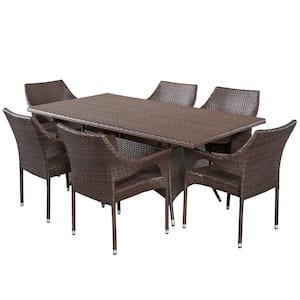 Sinclair Multi-Brown 7-Piece Faux Rattan Outdoor Dining Set