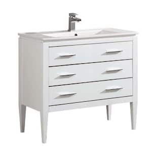 Ironwood 36 in. W x 18. in D. x 33.5 in. H Bath Vanity in White Matte with White Ceramic Top