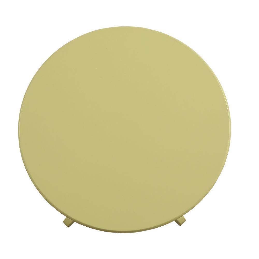 Light Yellow Round Wood Pedestal Side Table