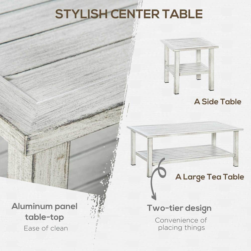 Gray Aluminum 5-Piece Patio Conversation Set with Cushions