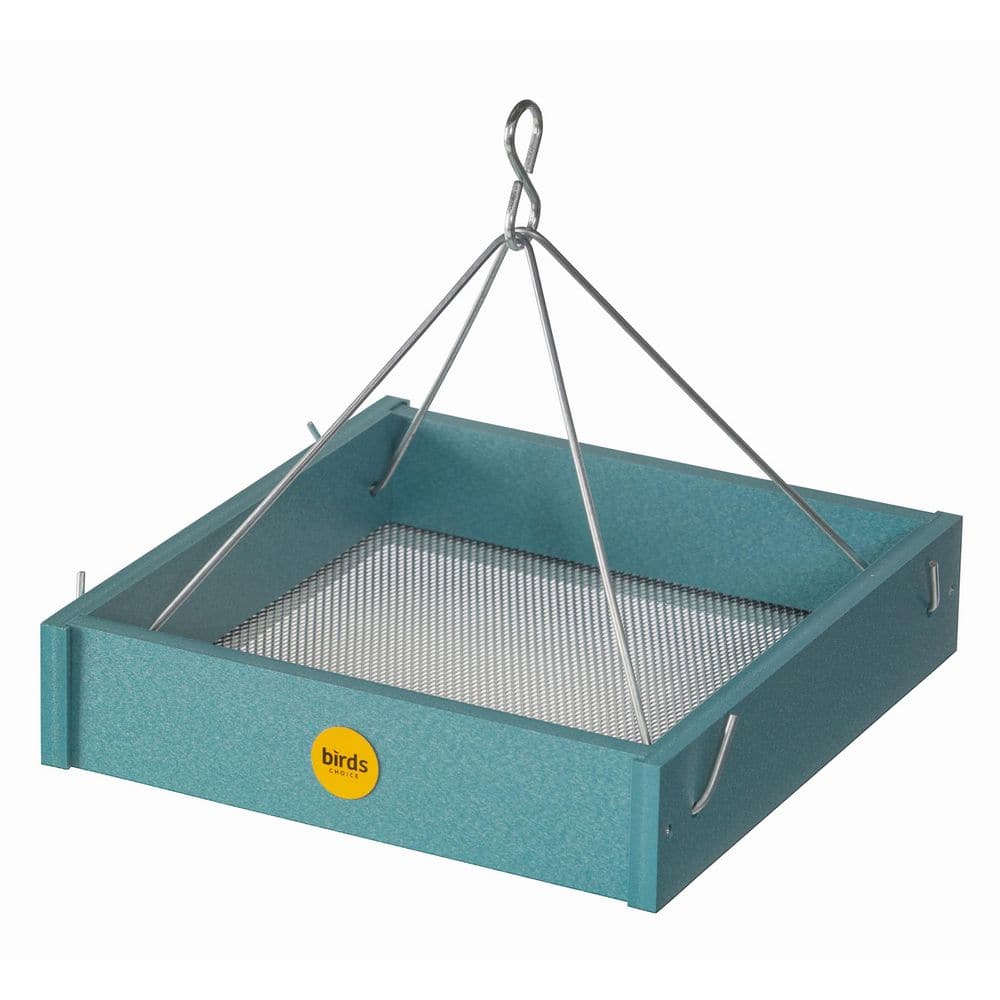 Lake Blue Small Hanging Platform Bird Feeder with Recycled Plastic