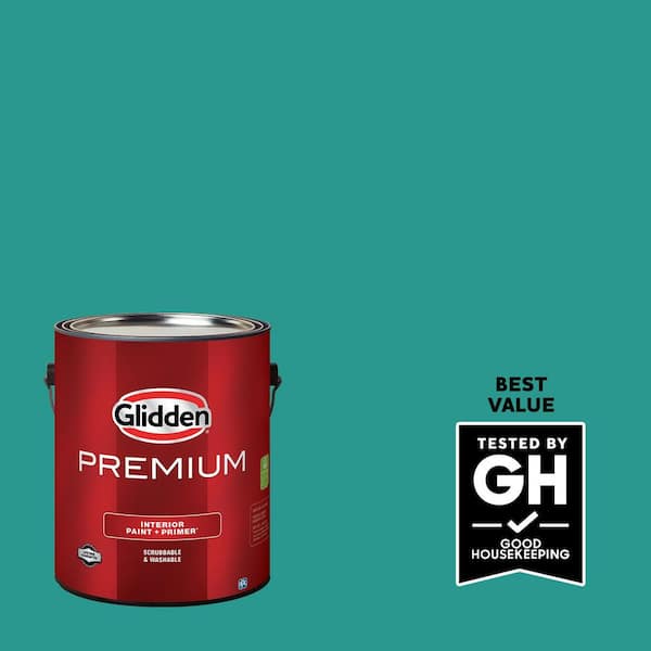 Glidden Premium 1 gal. PPG1231-6 Azure Tide Satin Interior Latex Paint
