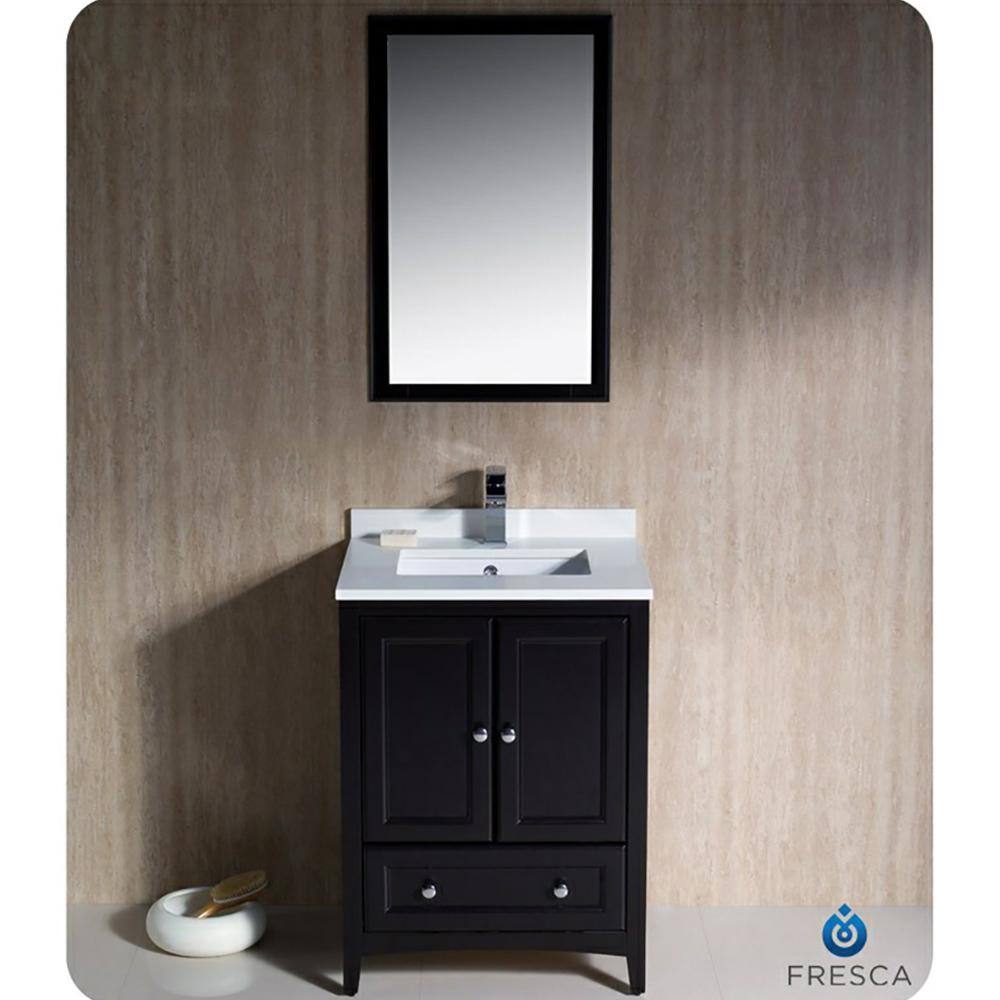 Espresso 24" Freestanding Single Sink Vanity with Quartz Top