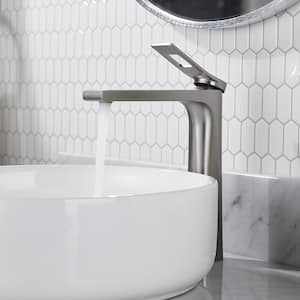 Single Handle Single Hole Bathroom Faucet with Supply Lines and Spot Resistant in Brushed Nickel