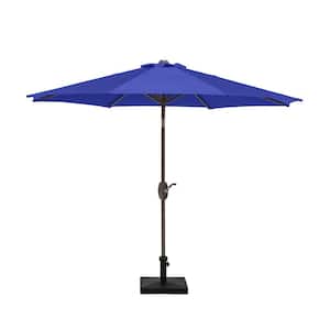 Kingston 9 ft. Market Outdoor Umbrella in Royal Blue with 50 lbs. Concrete Base