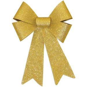 13 in. Glitter Bow in Gold (4-Pack)