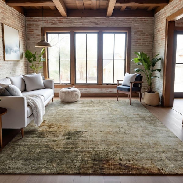 Mayfield Premium Machine Washable Abstract AMF1193 Linen 5 ft. x 7 ft. 6 in. Area Rug