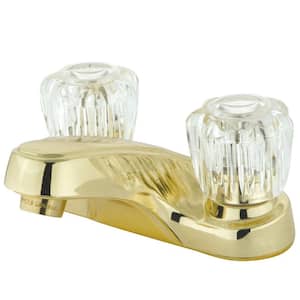 Americana 4 in. Centerset 2-Handle Bathroom Faucet in Polished Brass