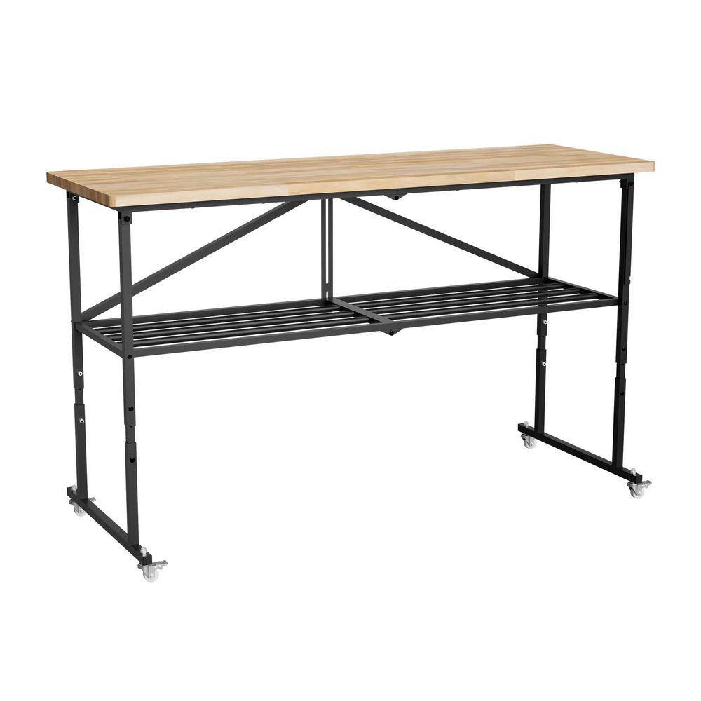 Collapse Metal Table Huluwat 68.5 in. W x 21.6 in. D Portable Collapse Natural Workbench ...