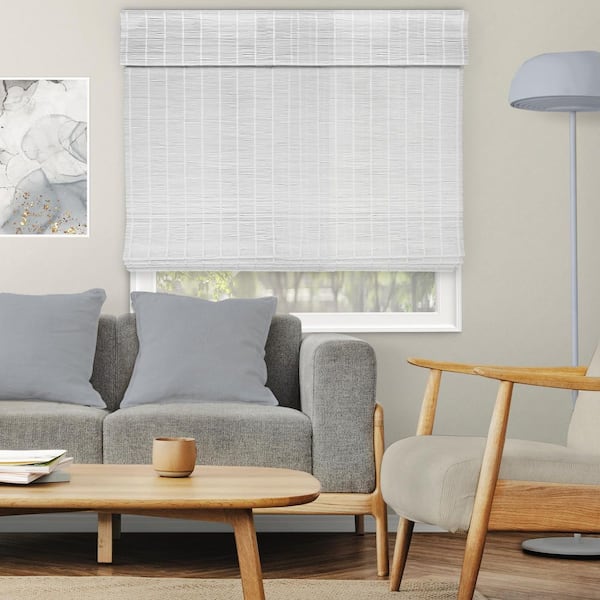 Natural Woven Light Filtering Cordless Bamboo Roman Shades for Windows, 72 in. W x 72 in. L, Dior Grey