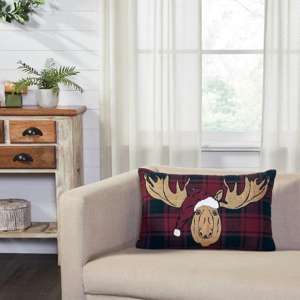 Cumberland Red Black Plaid 14 in. x 22 in. Holiday Moose Throw Pillow price history on PriceWatchPro