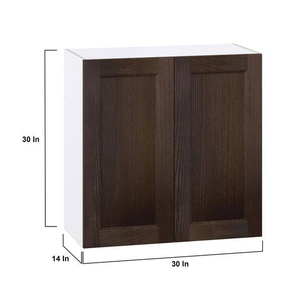 J COLLECTION Lincoln Chestnut Solid Wood  Assembled Wall Kitchen Cabinet with Full Height Door (36 in. W x 30 in. H x 14 in. D)