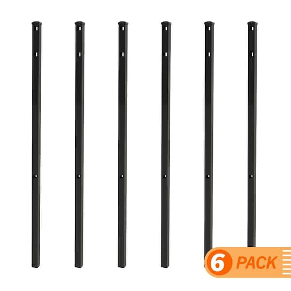 72 in. 4 ft. Black Osprey Black Aluminum Fence Line Post (6-Pack)