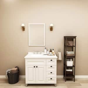 36 in. W x 21 in. D x 35 in. H Single Sink Freestanding Bath Vanity in White with White Engineered Stone Top