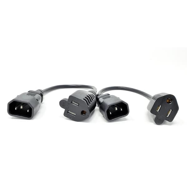 Micro Connectors, Inc 1 ft. IEC 320 C14 to 5-15R 1-Outlet Power Adapter 18AWG-Black (2 per Box)
