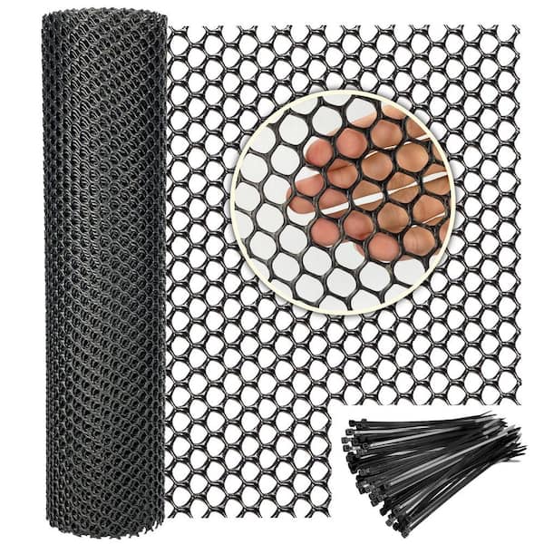 Justincity 16 in. x 33 ft. Plastic Wire Mesh Garden Fence for Poultry & Gardening Black