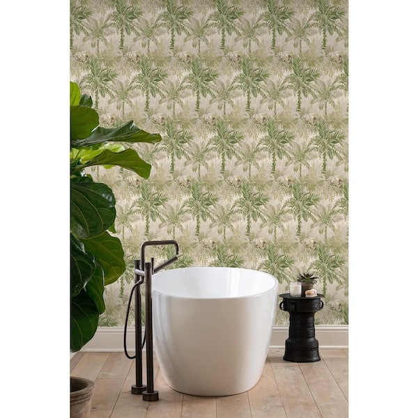Cat Island Palm Tropical Vinyl Peel and Stick Wallpaper Roll (Covers 30.75 sq. ft.)