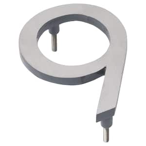 12 in. Satin Nickel/Gray 2-Tone Aluminum Floating or Flat Modern House Numbers 0-9 - 9