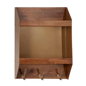 AmeriHome 14 in. H x 36 in. L x 9 in. D Acacia Wood Floating Decorative  Cubby Wall Shelf with 5-Double Hooks AWCHWS36 - The Home Depot