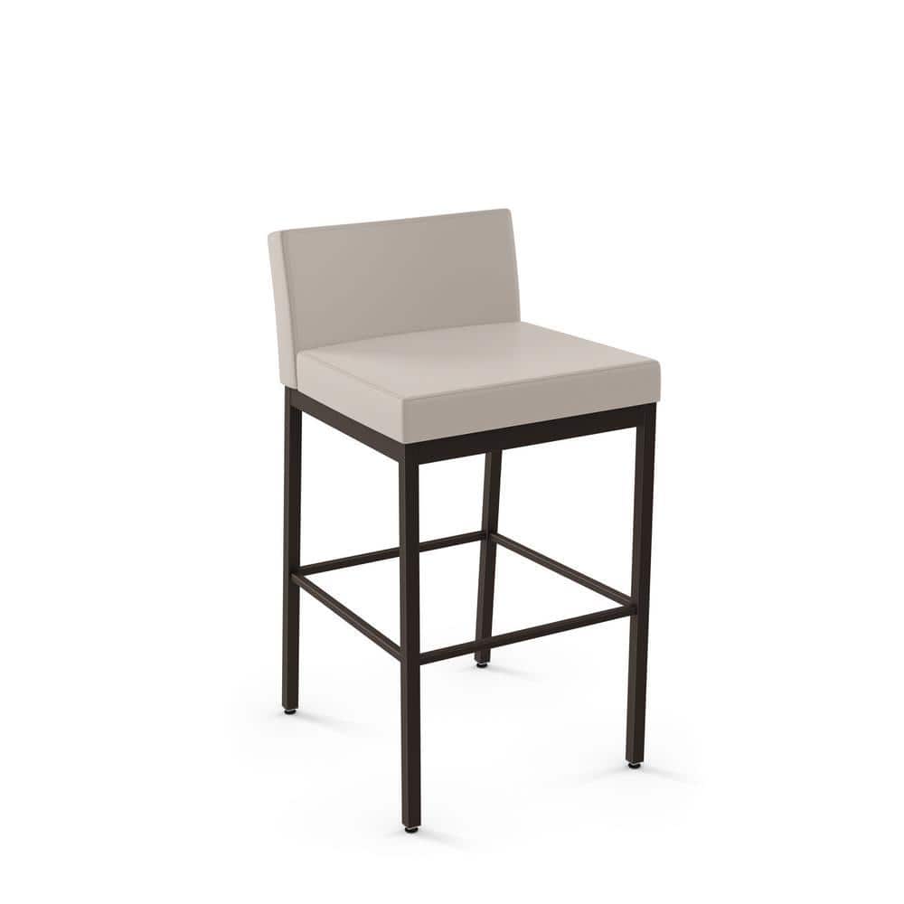 Modern Fairfield 30" Bar Stool in Cream Faux Leather and Dark Brown Metal