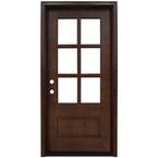 36 in. x 80 in. Savannah Right-Hand 6 Lite Clear Stained Mahogany Wood Prehung Front Door