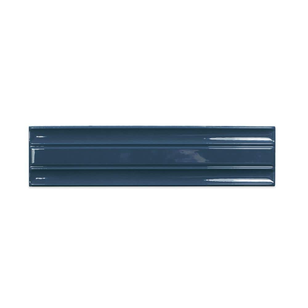 Galor Liniar Rectangle 12 in. x 12 in. Glossy Novi Gray Ceramic Subway Tile