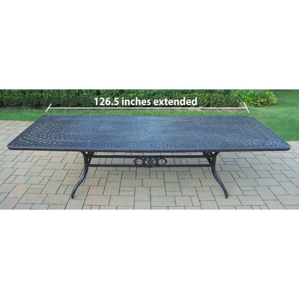 126 In X 30 Aluminum Extendable Patio Dining Table With 2 Built Erfly Sleeves And Umbrella Hole Hd7809 T12646 Mc The Home Depot Aluminum Extendable Patio Dining Table, Outdoor Table Umbrella Hole Grommet