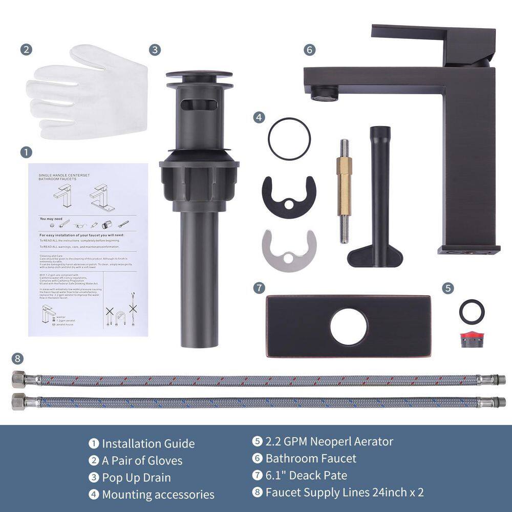 Oil Rubbed Bronze Single Handle Bathroom Faucet with Deck Plate
