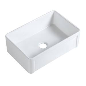 Geneva 30 in. Farmhouse Apron Front Kitchen Sink Heavy-Duty Vitreous China in White with Drain