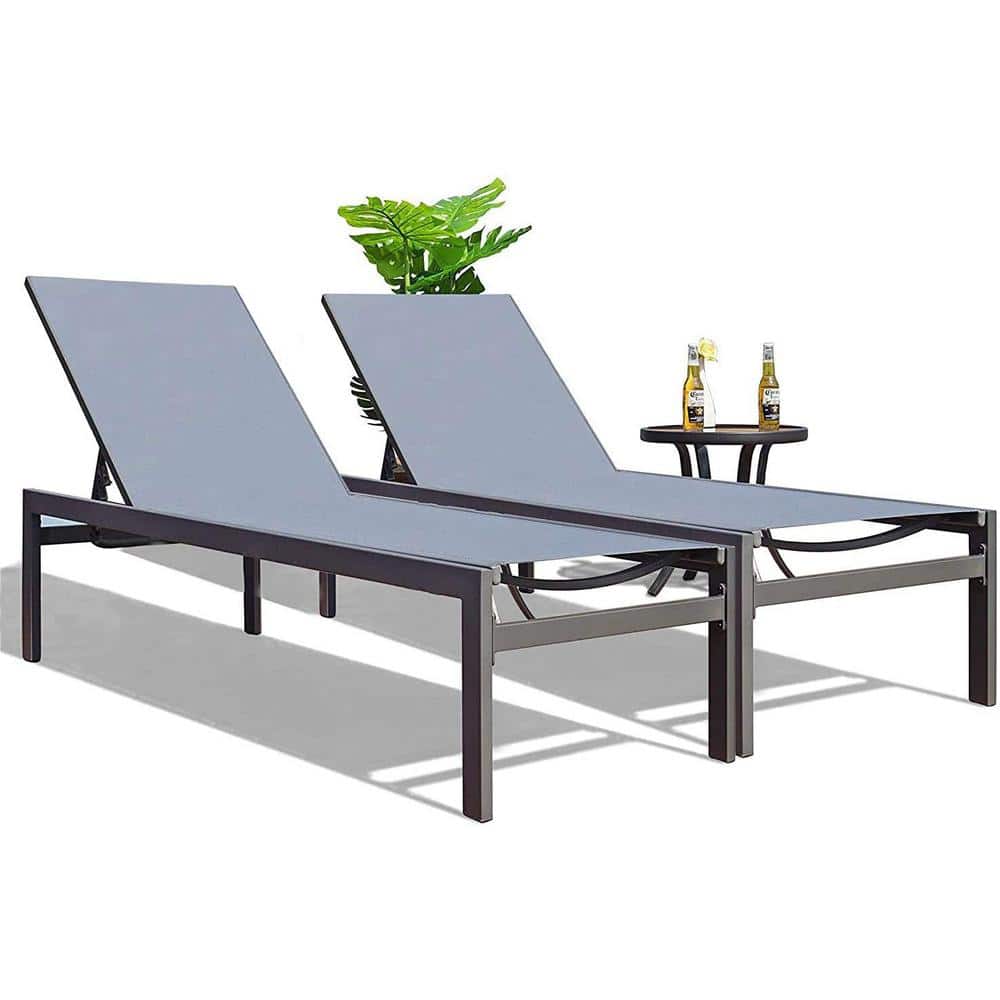 2-Pack Gray Modern Full Flat Aluminum Outdoor Patio Reclining Adjustable Chaise Lounge price history on PriceWatchPro
