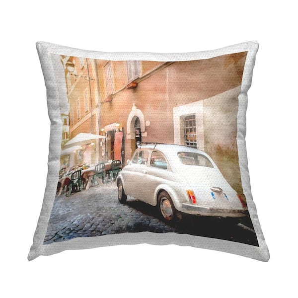 Stupell Industries Neighborhood City Architecture Tan Square Outdoor Throw Pillow