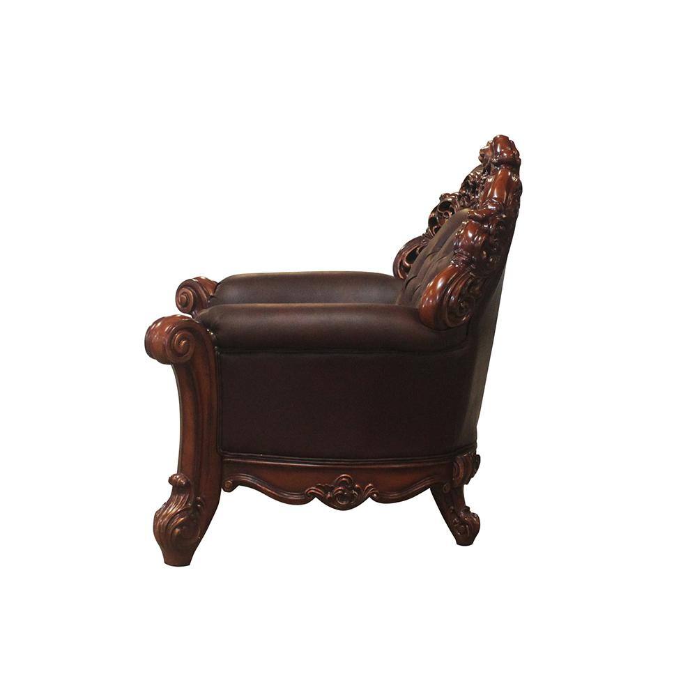 Vendome Cherry Faux Leather Handcrafted Chair with Pillow